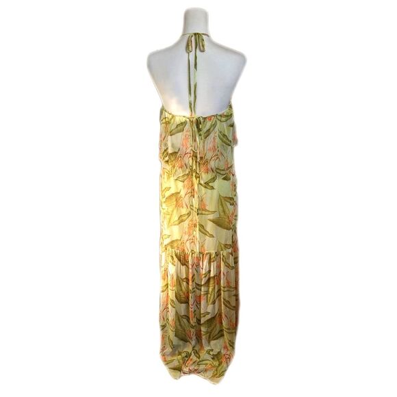 BCBGeneration lime colored tropical floral print halter maxi dress S - Picture 6 of 10